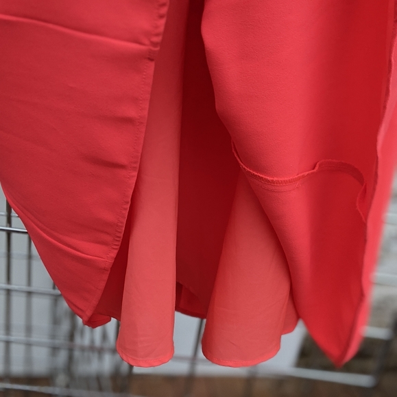 Designer Chaus Coral Red Dress Flutter sleeve shirt A line Size small - Picture 14 of 15
